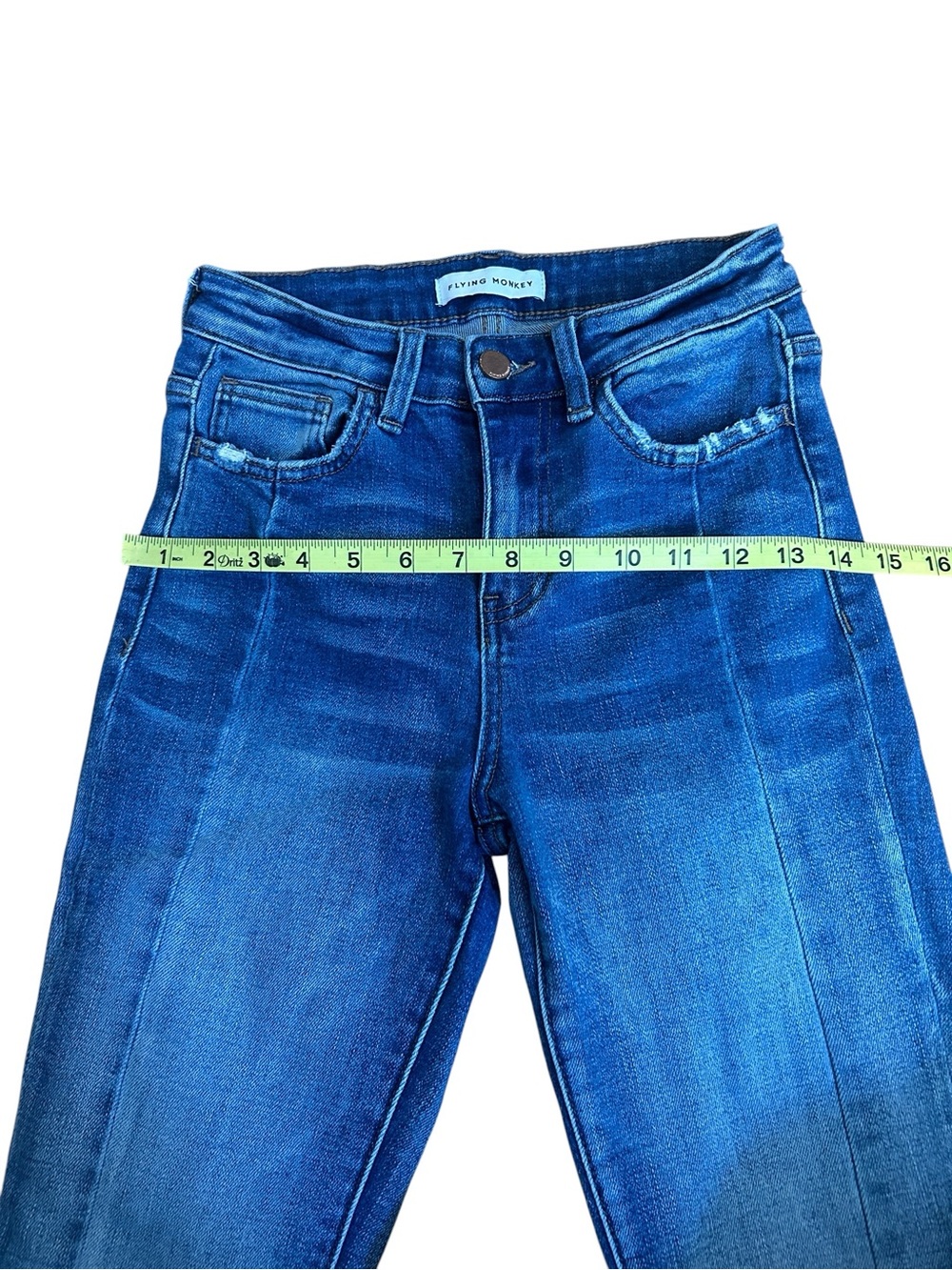 Flying Monkey Raw Hem Flare Leg Boho Denim Jeans size 24 - Picture 7 of 10